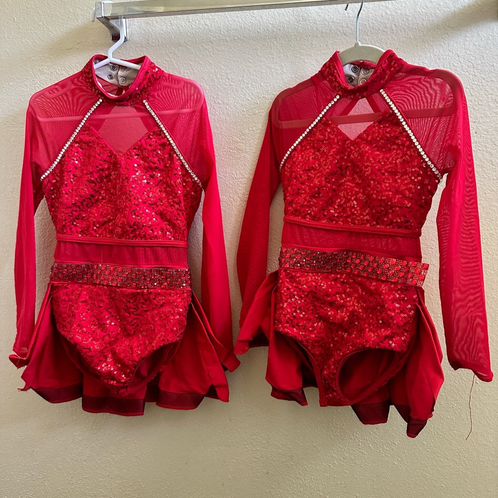 Red sequined jazz dance costumes